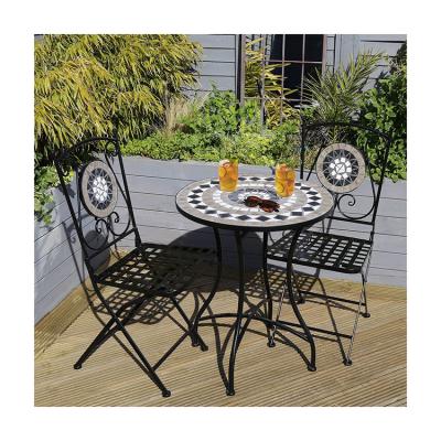 China Sturdy Iron Garden Balcony Bistro Set with Modern Design Style and Ceramic Tile Coating for sale