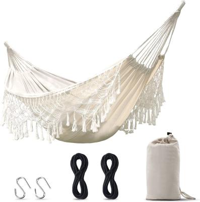 China Collapsible Ultralight Cotton Double Swing Hanging Hammock Bed for Camping and Garden for sale