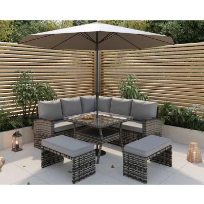 China PE Rattan All Weather Garden Furniture Set Leisure Outdoor Corner Sofa Lounge Set for sale