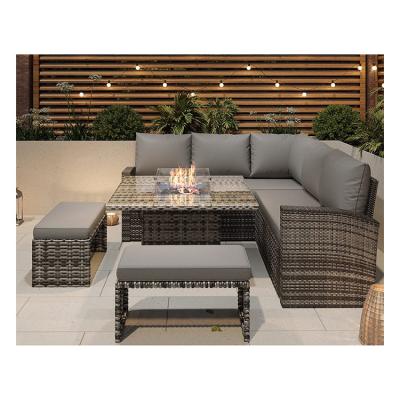 China L96xW49xH35cm Bankgröße Moderne Sektionelle Ecklounge Terrassenmöbel mit Feuerstelle zu verkaufen