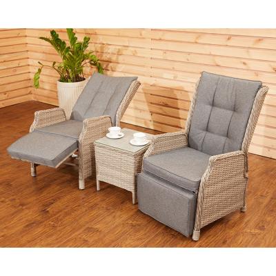 China Adjustable Backrest Garden Sofa AJUNION Wicker Rattan Patio Furniture with Side Table for sale