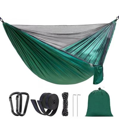 China Outdoor Garden Lightweight Nylon Green Camping Parachute Hammock with Mosquito Net for sale