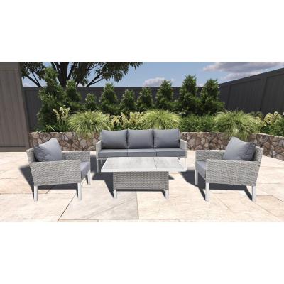 China Modern Style 4 Piece Outdoor Rattan Furniture Lounge Set with L193xW71xH77cm Sofa Size for sale