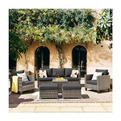 China AJUNION PE Rattan Outdoor Lounge Sofa Set for Your Garden 16.2'' H X 23.62'' W X 21.85'' D for sale