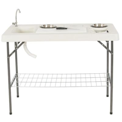 China Portable Plastic Metal Folding Table for Outdoor Camping and Garden Activities for sale