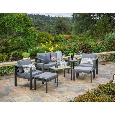 China Courtyard Garden Loveseat Sofa Set AJUNION Modern Aluminum Outdoor Sectional Lounge for sale