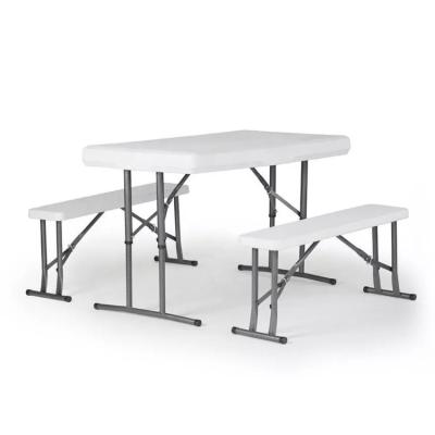 Chine Meubles d'extérieur en plastique métallique pliable pique-nique table à manger chaise banc ensemble pour le jardin à vendre