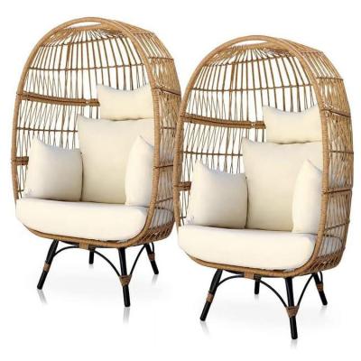 China Outdoor Iron Frame Wicker Rattan Round Bird Nest Swing Egg Chair for Courtyard Garden for sale