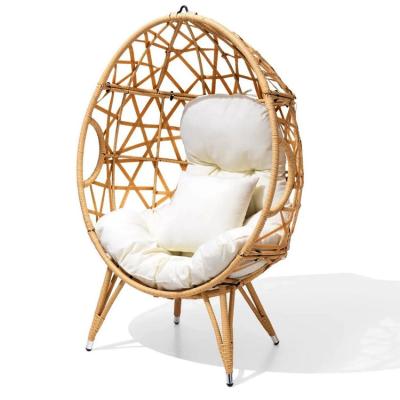 China General Outdoor Furniture Folded Yes Round Pe Rattan Wicker Egg Sofa Chair with Cushion for sale