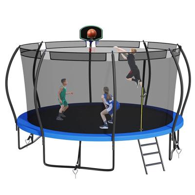 China Volwassenen Kinderen Basketbal Hoop Set Trampoline met beschermend net en logo optie Te koop