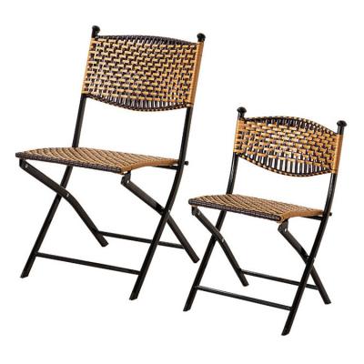 China Outdoor Metal Woven Pe Artificial Rattan Folding Chair for School Party Banquet Event for sale