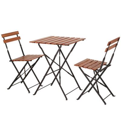 China Custom Logo Villa Outdoor Folding Bistro Table and Chairs Set for Leisure on Balcony Patio for sale