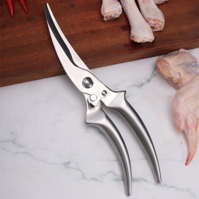 China Universal Silicone Stainless Steel Chicken Scissors Kitchen Blades Poultry Fish Barbecue Shears Bone Ultra Sharp Scissors for sale