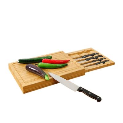 China Sustainable Kitchen Furniture Bamboo Multifunctional Cutting Board Wholesale With Knife Drawer for sale