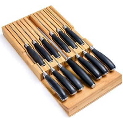 China Universal Viable No Punch Storage Rack Bamboo Kitchen Knife Holder for sale