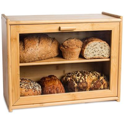 China Sustainable New Arrivals Kitchen Storage Food Double Layer Bread Box For Kitchen for sale