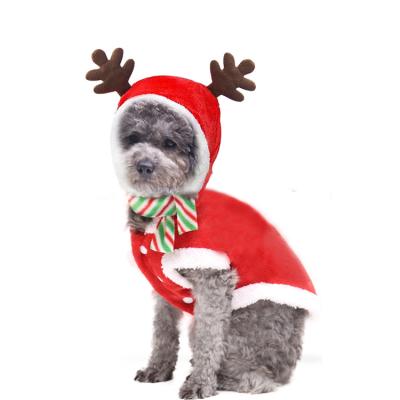 China Cotton Pet Christmas Day Dress Winter Flannel Elk Dog Clothes for sale