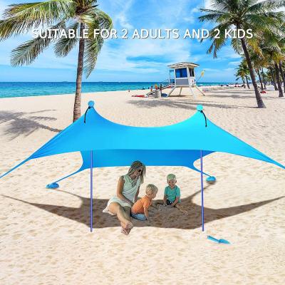 China 8 x 8Ft Blue Folding Beach Parasol Portable Snow Field Nail Backpack Cone - Lycra Canopy Tent Sun Shade Shelter with Carry Bag for sale