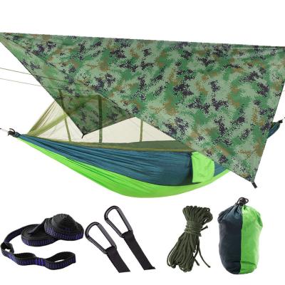 China Good quality durable outdoor backpacking parachute swings camping hammock with bag for camping with mosquito net for sale