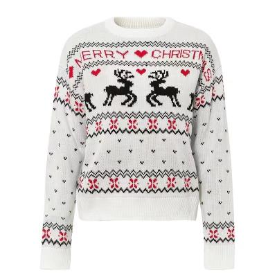 China Anti-wrinkle reindeer heart jacquard christmas girl clothes mazon sale christmas sweater 100% acrylic dropshipping sweater apparel for sale