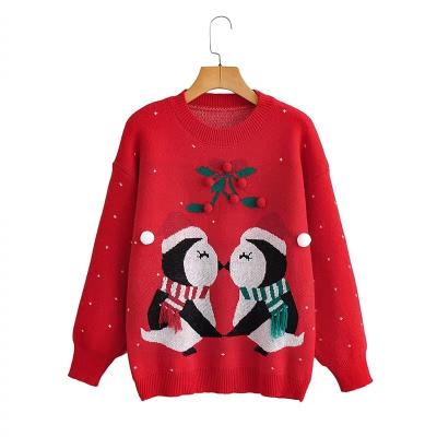 China Anti-wrinkle Streetwear Ugly Sweater Cartoon Knitted Penguin Christmas Sweater For Woman 1 Piece Clothes For Mother And Father Kid for sale