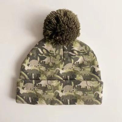 China Winter COMMON Camouflage Custom OEM All Over Wholesale Print Mens Merino Knit Wool Pom Pom Beanie Hats Best Price Yiwu Manufactures for sale