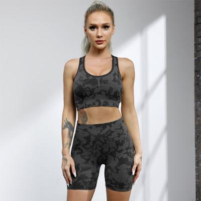 China New Viable Sports Bra Butt Lift Gym Shorts Camouflage Gym Suit Yoga Suit Lady for sale