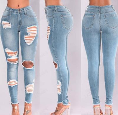 China High Waist Sustainable Jeans Lift Buttocks Elastic Jeans For Women Ripped Female Jeans for sale