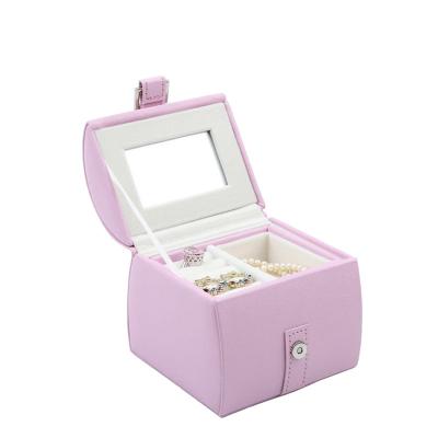 China Custom New Product Handmade Logo Small Travel Jewelry Boxes Organizer PU Leather Small Jewelry Storage Case for sale