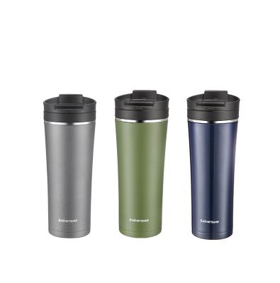 China Food Grade 18/8 PORTABLE Stainless Steel Double Wall Insulated Coffee Mugs With Flip Lid for sale