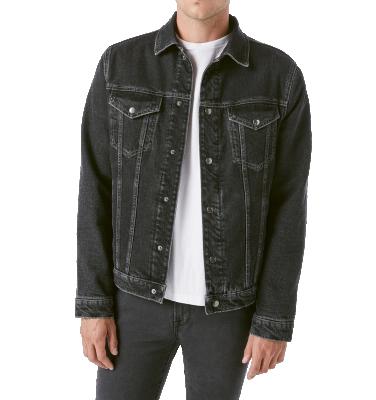 China Good Quality Cotton Lattice Breathable Denim Coat Luxury Classic Black 100% Denim Jacket For Men for sale