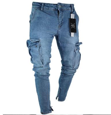 China Breathable Stylish Fashion Distressed Breathable Pants Mens Pocket Stretch Jeans Knee Hole Skinny Mens Jeans With Zipper for sale