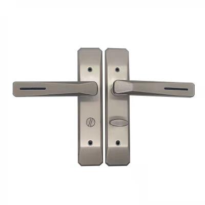 China Aluminum Alloy BK Type Keyless Shower Toilet Door Handle Bathroom Door Lock Handle Set for sale