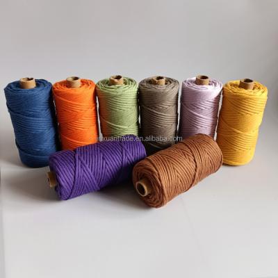 China Home Decor Solid Color Macrame Tie 4mm Single Strand Cotton Rope Macrame Supplies For Macrame Bags Handmade for sale