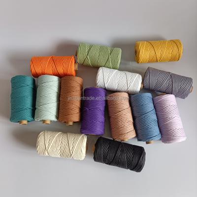 China Home Decor Macrame Craft Rope DIY Solid Color Single Strand Recycled Cotton 4mm Macrame Twine for sale