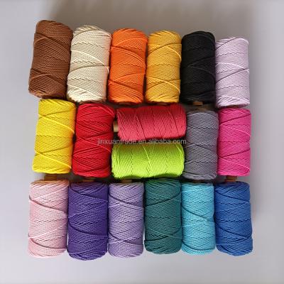 China Home decor 35colors 3ply hilo macrame 3mm cotton 3mm macrame rope 3 strand for sale