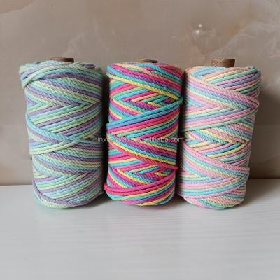 China Space Home Dye Decor Super Soft Macrame Tie 100 Yards Cotton Rope 3mm 3Strand Macrame Makramee for sale