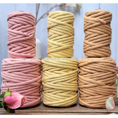 China Home Decor Salmon Mustard Jumbo Recycled Cotton 9mm Macrame Rope Single Strand Natural Khaki Macrame Rope for sale