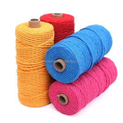 China Home Decor Price Macrame Supplier 3mm Round Multi Colors 4Strands Cotton Macrame Rope Cheap Round Ropes for sale