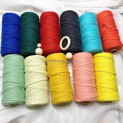 China Round Cotton Twisted Macrame Cord 3mm Home Sustainable Sage Macrame Rope 3trands Decor Backing For Bags for sale