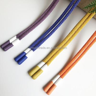 China Sustainable Fashionable Crochet Polyester 5mm*135cm Hoodie Laces Drawstring Silicone For Bags for sale