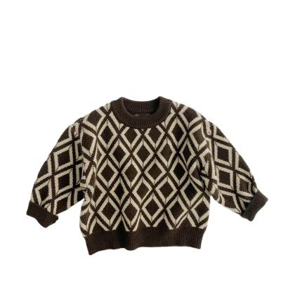 China 2021 Korean autumn and winter new arrival pullover sweater rhombus lattice literary sweater for sale