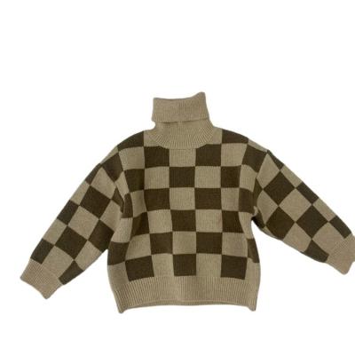 China Korean thick hotspots plaid sweater turtle neck sweater jacket boys and girls knit sweater for sale