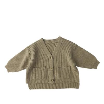 China Anti-pilling Children Coat Solid Color Cardigan Front Short Back Length Mori Style Button Knitted Sweater for sale