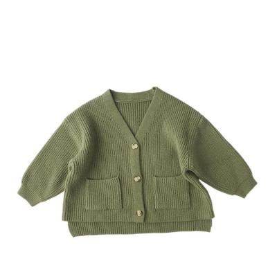 China Solid Color Long Sleeve Button Loose Sweater Children's Clothing Anti-pilling Cardigan New for sale