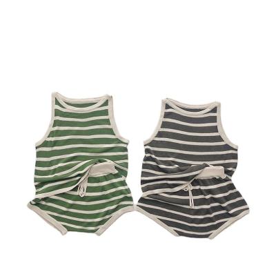 China New Style 2022 Summer Casual Vest Girl Shorts Baby Boy Children Suit Sleeveless Clothes for sale