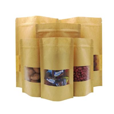 China Recyclable 100pcs Per Bag In Sale Packaging Paper Bag With Window Factory Supply Clear Zip Lock Paper Pouch Bag for sale