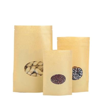 China Recyclable Ready To Ship In Vending Kraft Paper Bag With Window Factory Supply Clear Round Paper Bags Kraft Paper Pouch Bag Customized for sale