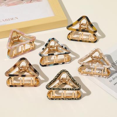 China Factory Direct Sale New Acetate Fixed Hair Claw Triangular Hollow Metal Hair Claw Clips Ladies Hair Accessories Ladies Hair Accessories for sale