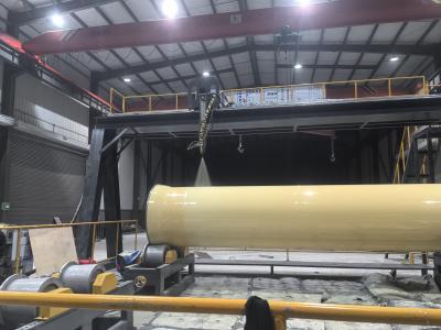 China Polyurethane Spraying Foam Preinsulated Steel Pipe Making Machine Compressed Air 6 M3/min ＞0.5MPa Total Length About 110m Coating Spray Winding for sale